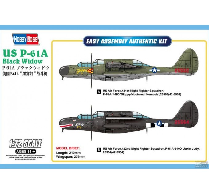 87261 Самолет US P-61A Black Widow (Hobby Boss) 1/72