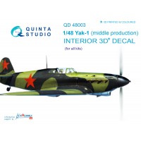 QD48003 3D Декаль интерьера кабины Як-1 (средние серии) (для любых моделей) (перевыпуск QD48003-Pro)