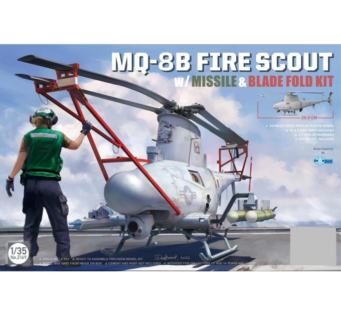 ТА2169 1/35 MQ-8B FIRE SCOUT w/MISSILE &BLADE FOLD KIT